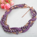 Handmade Crystal Beads Necklace Velvet String Weaved Choker